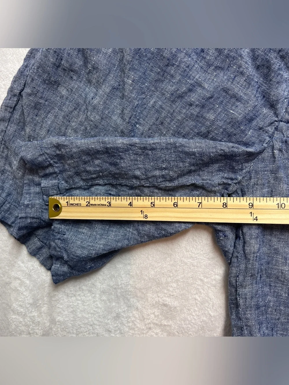 Quince Men's 100% European Linen Shorts Chambray Blue Size XL 9” inseam